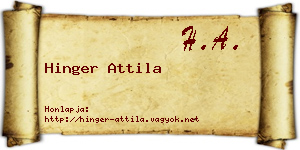 Hinger Attila névjegykártya